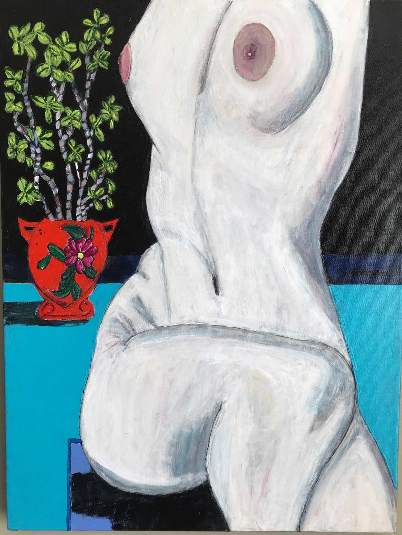 Don Hershman, Female Nude with Jade Silent Series acrylic, 24x18 2019